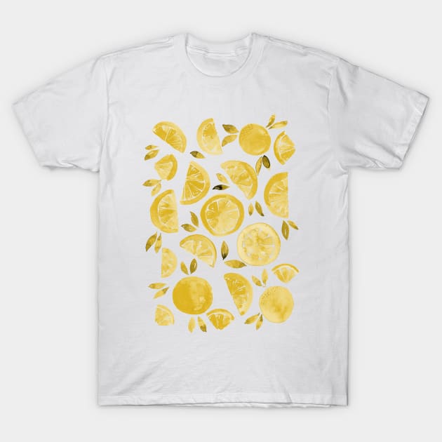 Watercolor grapefruit - monochrome yellow T-Shirt by wackapacka